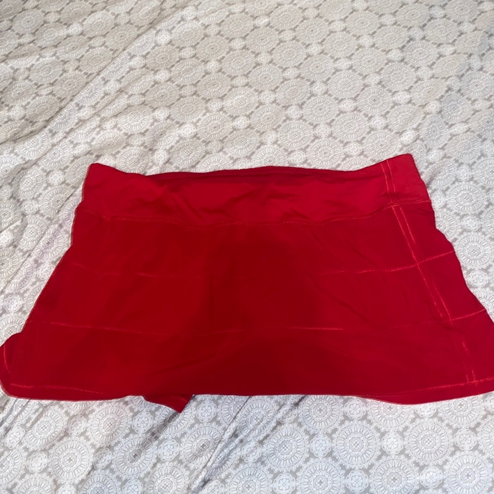 red lululemon tennis skirt